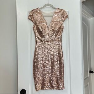 Bisou Bisou Sequin Mini Dress in Rose Gold